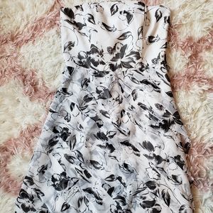 Black and White Strapless Ruffle Dress